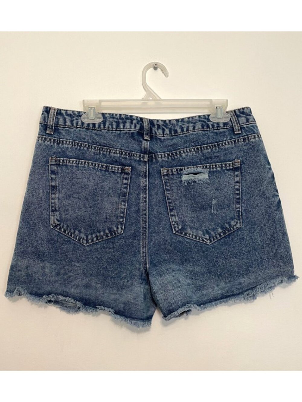 NEW NWT FASHION NOVA Last Chance Denim Shorts Dark Wash Ripped High Waisted 32 - Picture 14 of 16